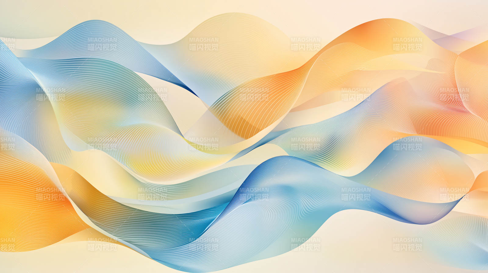 蓝色与橙色的梦幻曲线图片