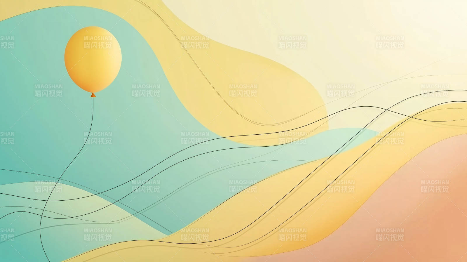 黄色气球与抽象曲线图片