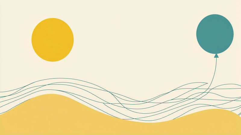 黄色气球与抽象曲线图片