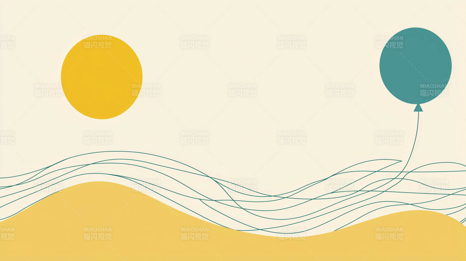 黄色气球与抽象曲线图片