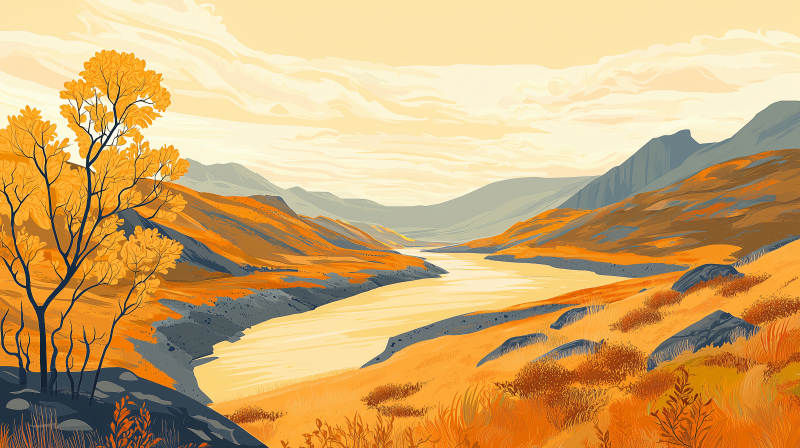 秋日山谷宁静之景图片