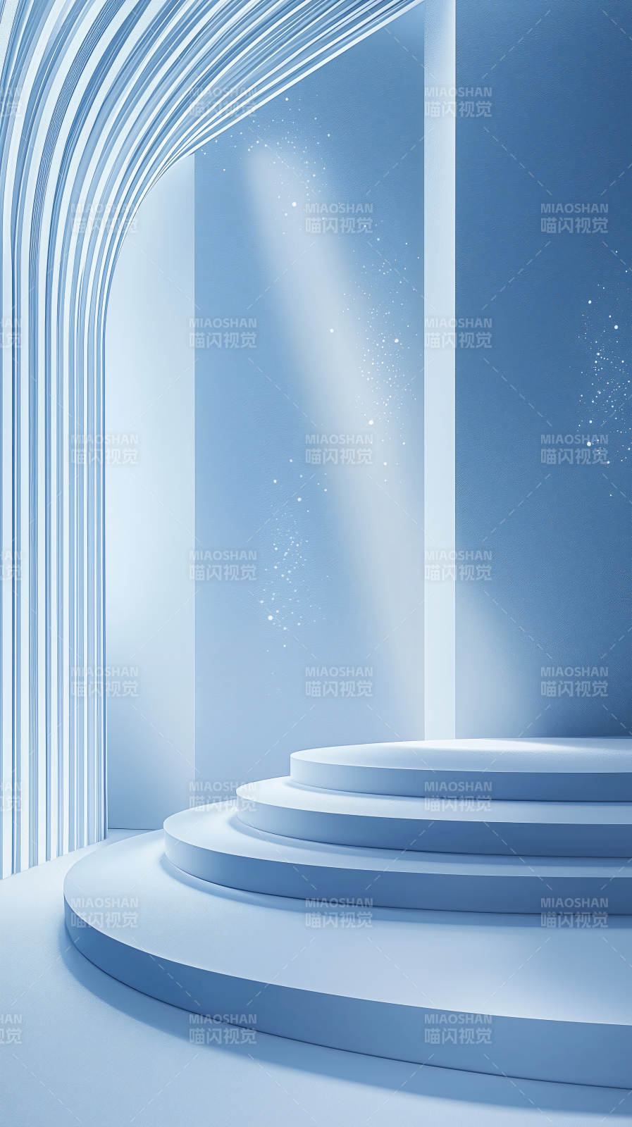 极简蓝色阶梯展台图片