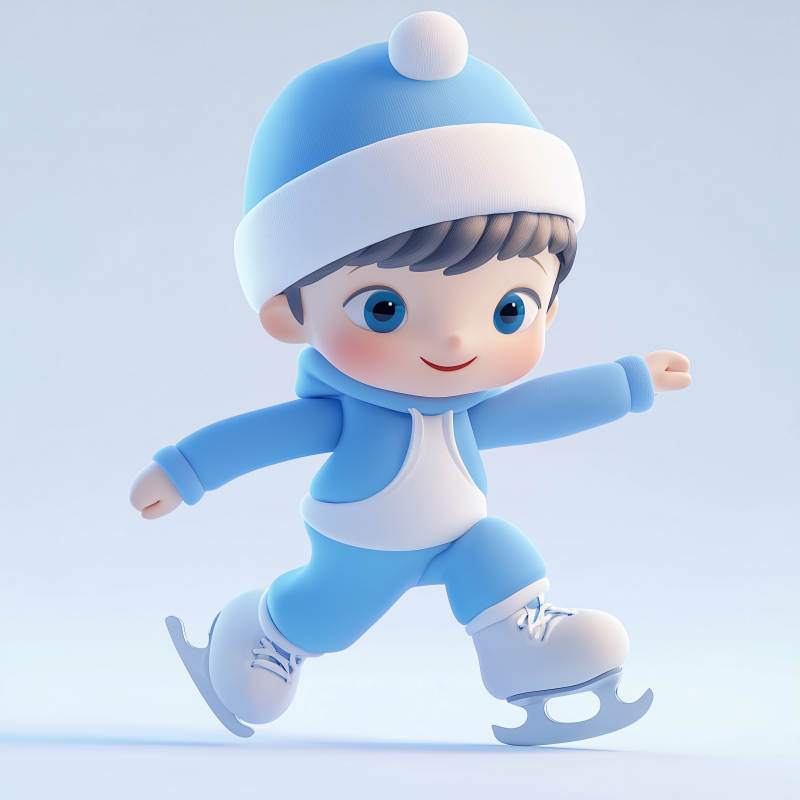 3D冰鞋滑冰男孩图片