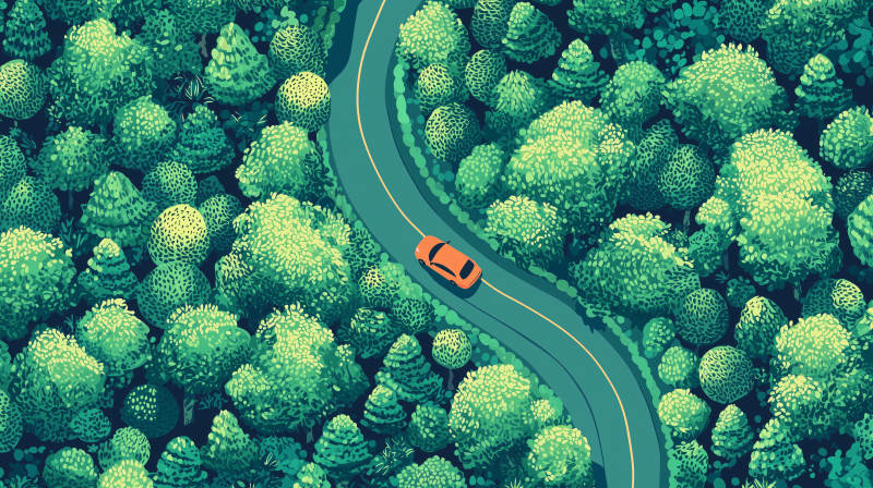 鸟瞰公路与树林图片