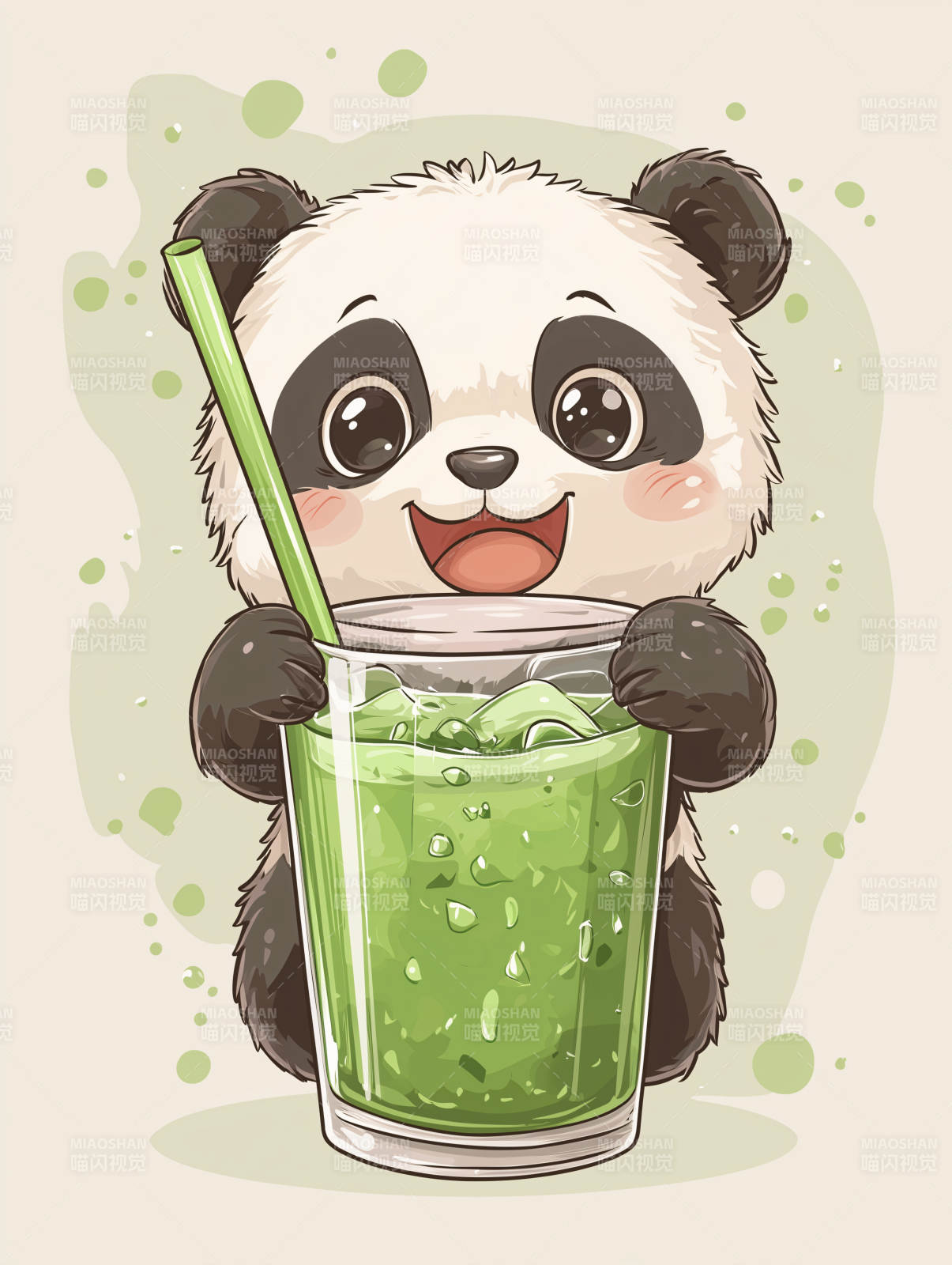 萌宠熊猫夏日青柠饮图片