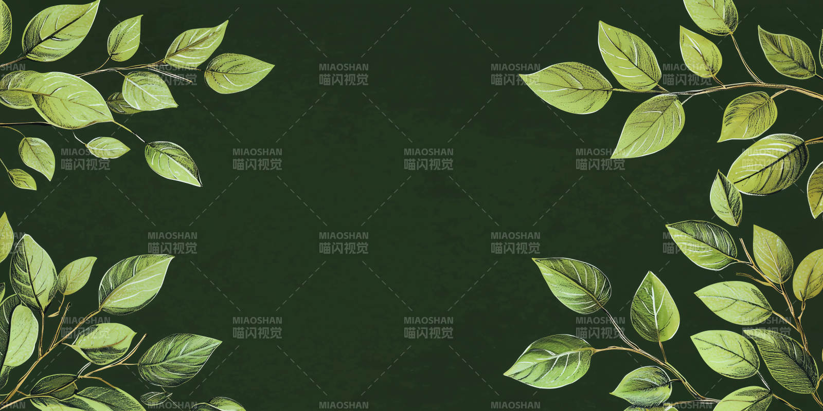 静谧蓝绿叶背景图图片