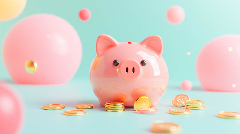 存钱罐与金币图片