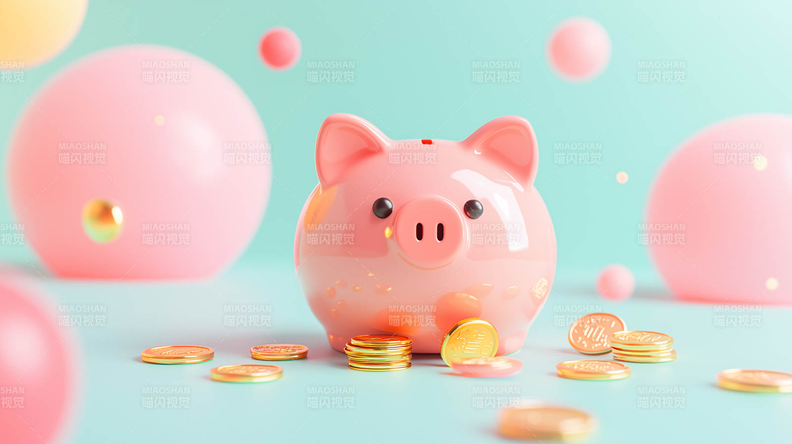 存钱罐与金币图片