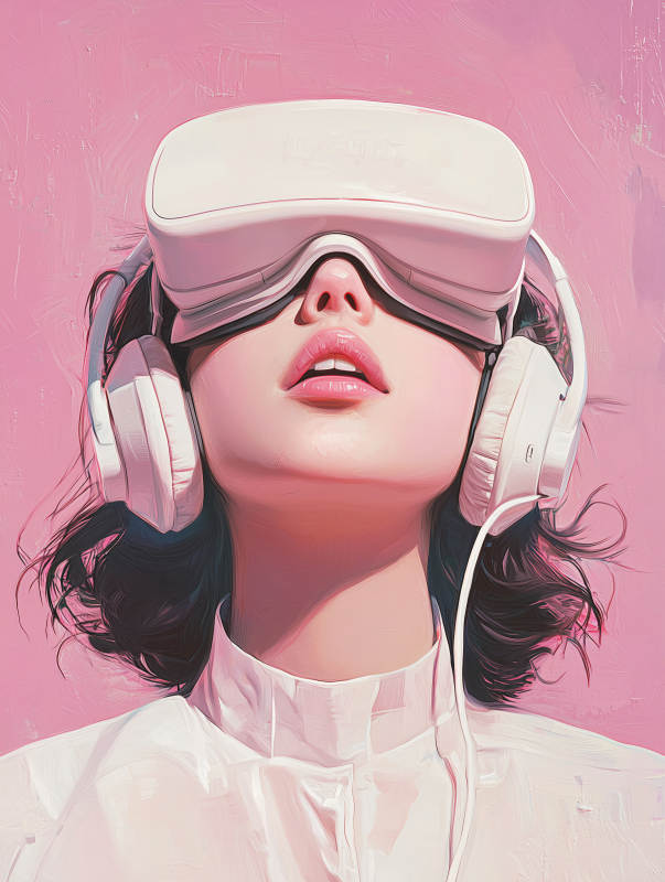 粉色元宇宙少女图片