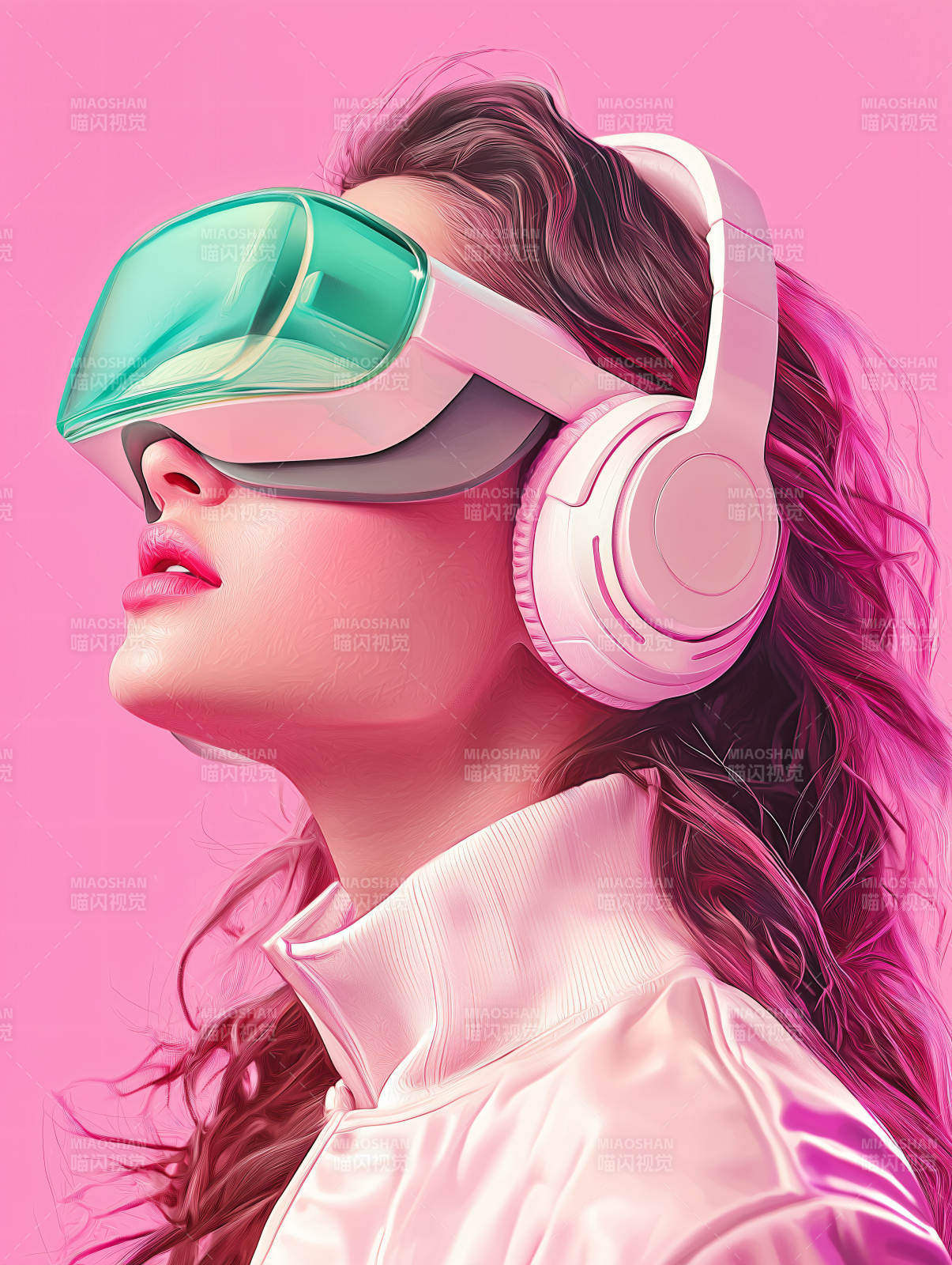 粉色元宇宙少女图片