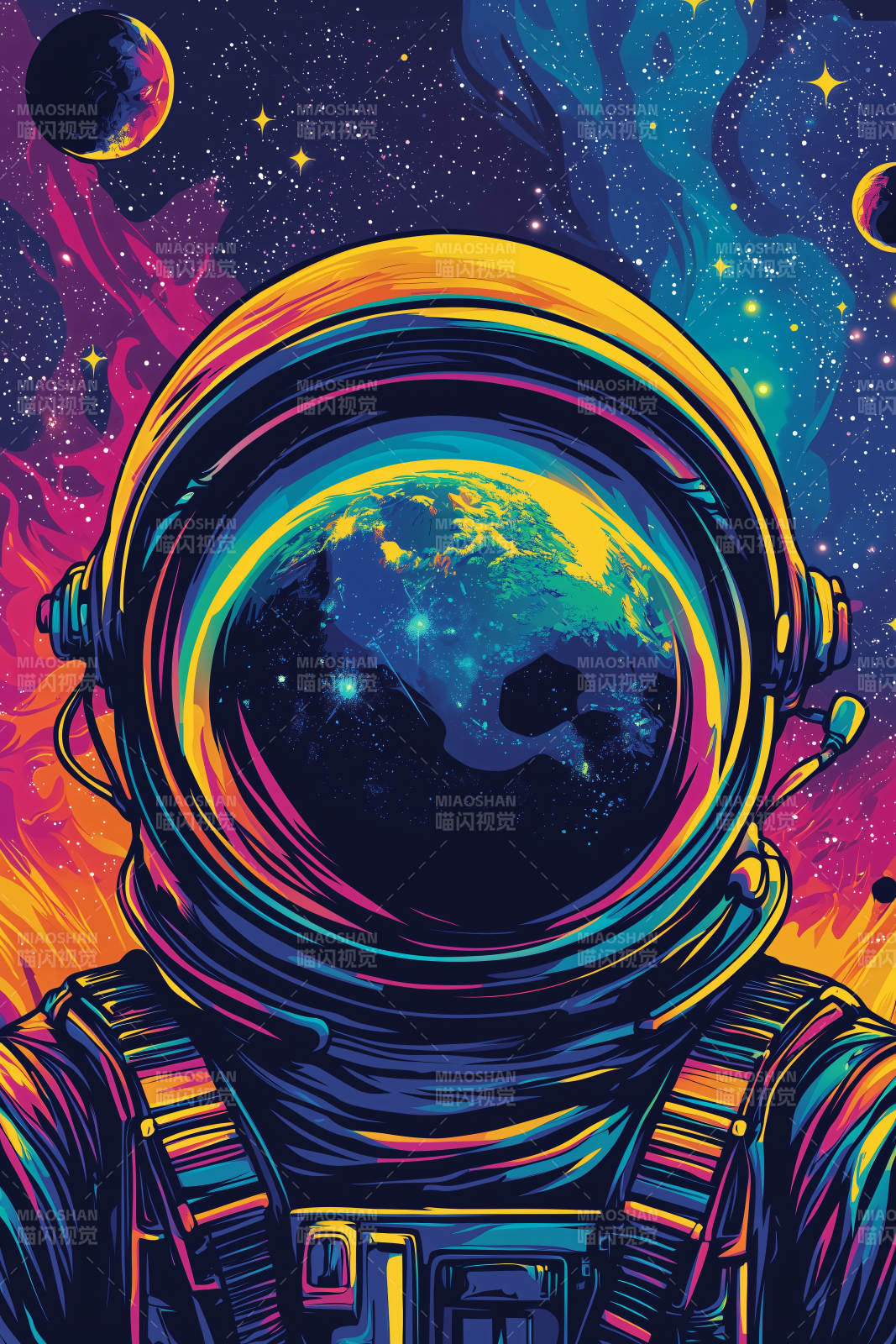 宇航员太空凝视图片