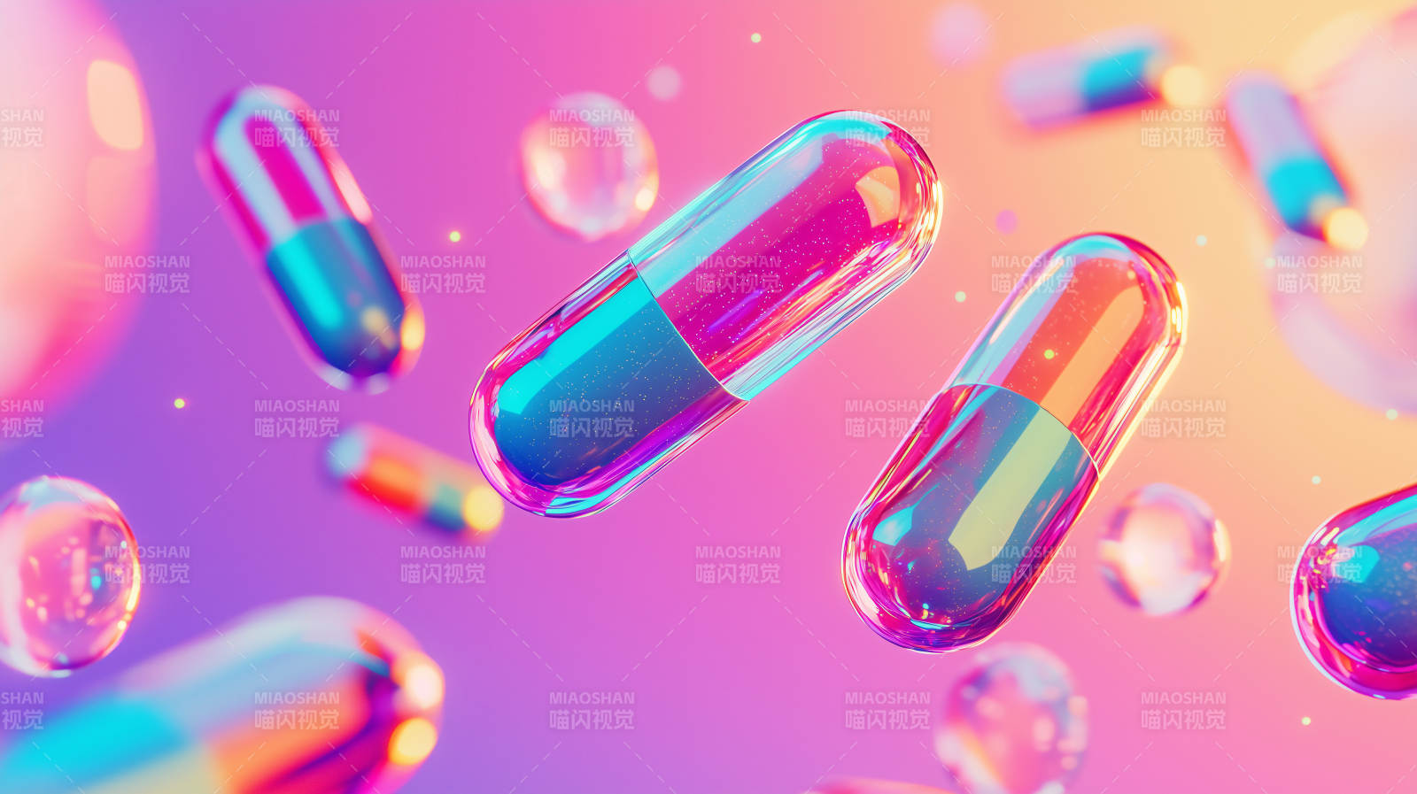 彩色药丸胶囊图片