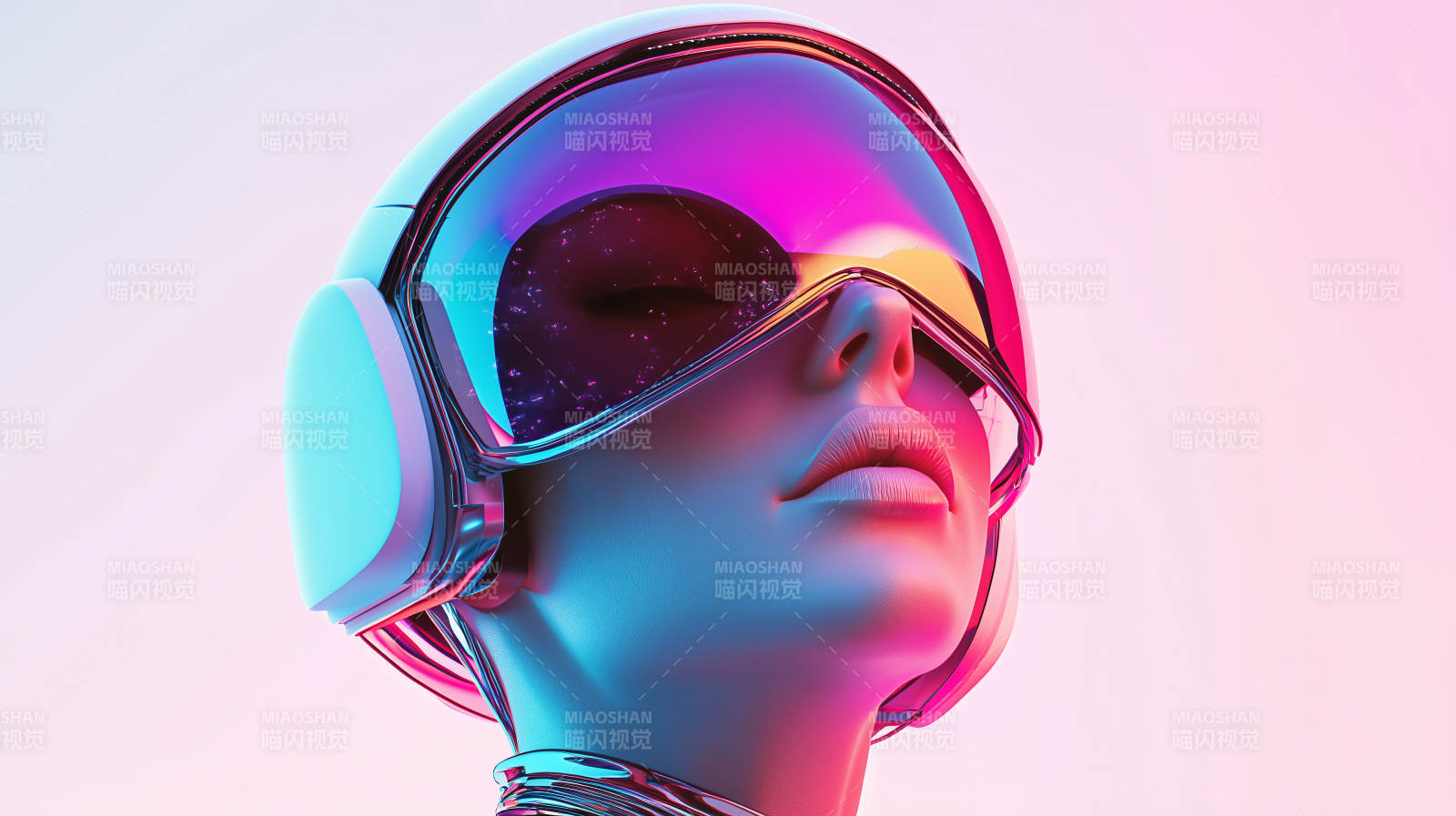 未来感霓虹女郎图片