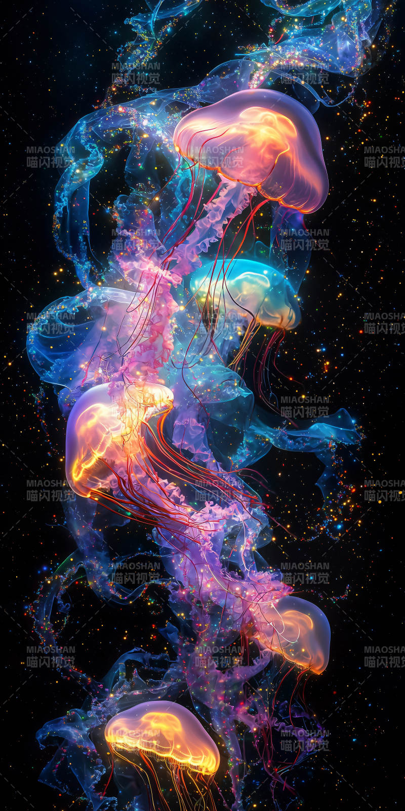 深海梦幻水母图片