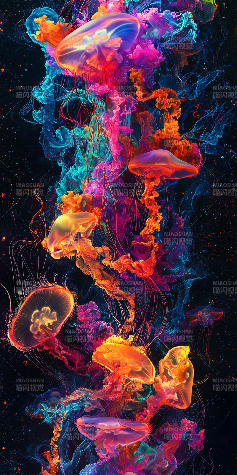 深海梦幻水母图片