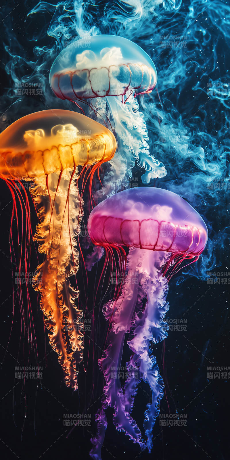 深海梦幻水母图片