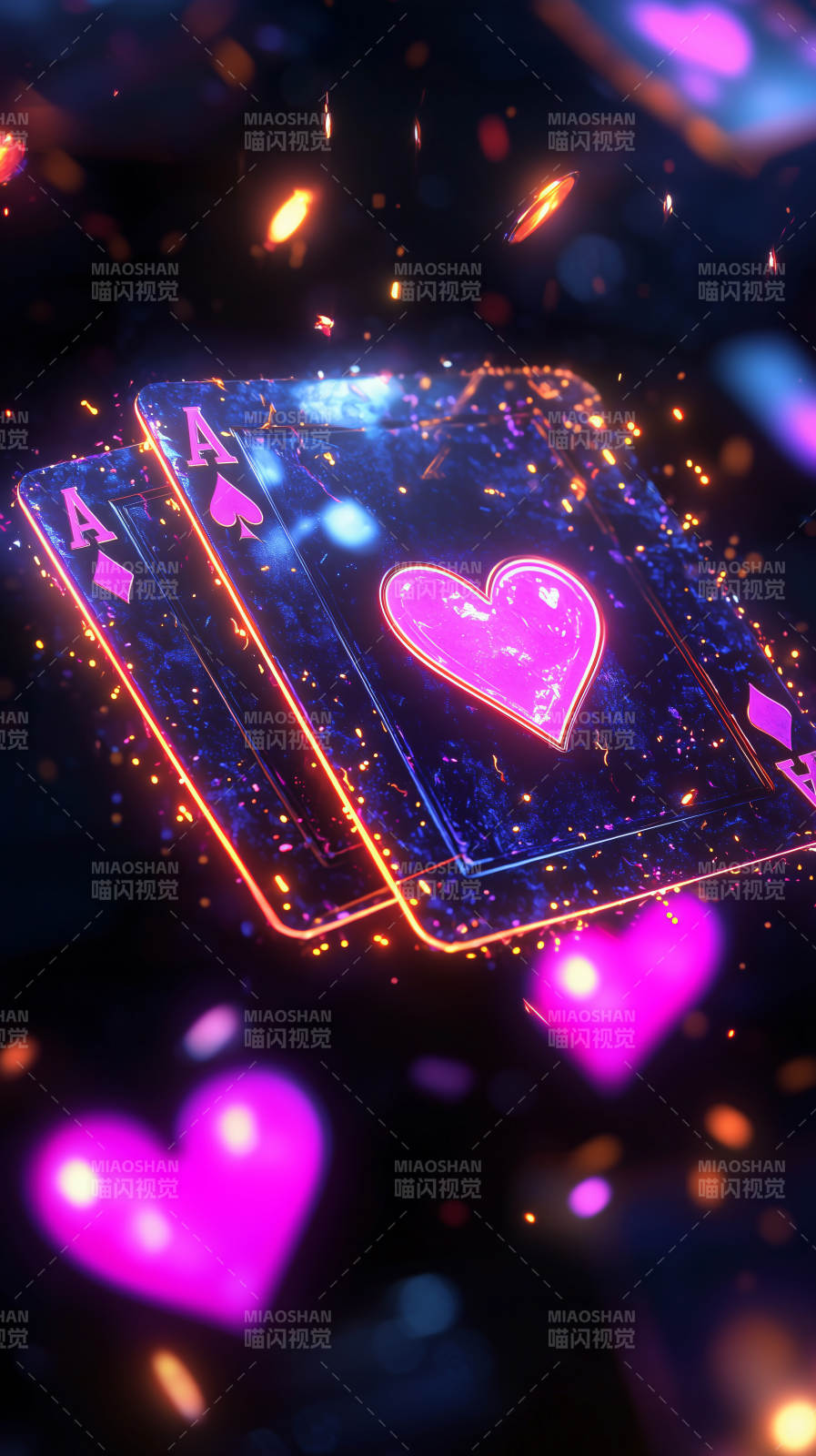 霓虹扑克牌图片