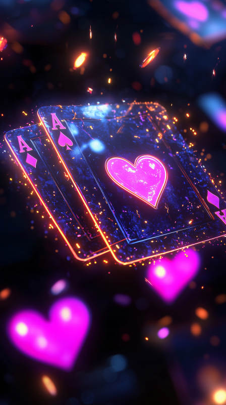 霓虹扑克牌图片