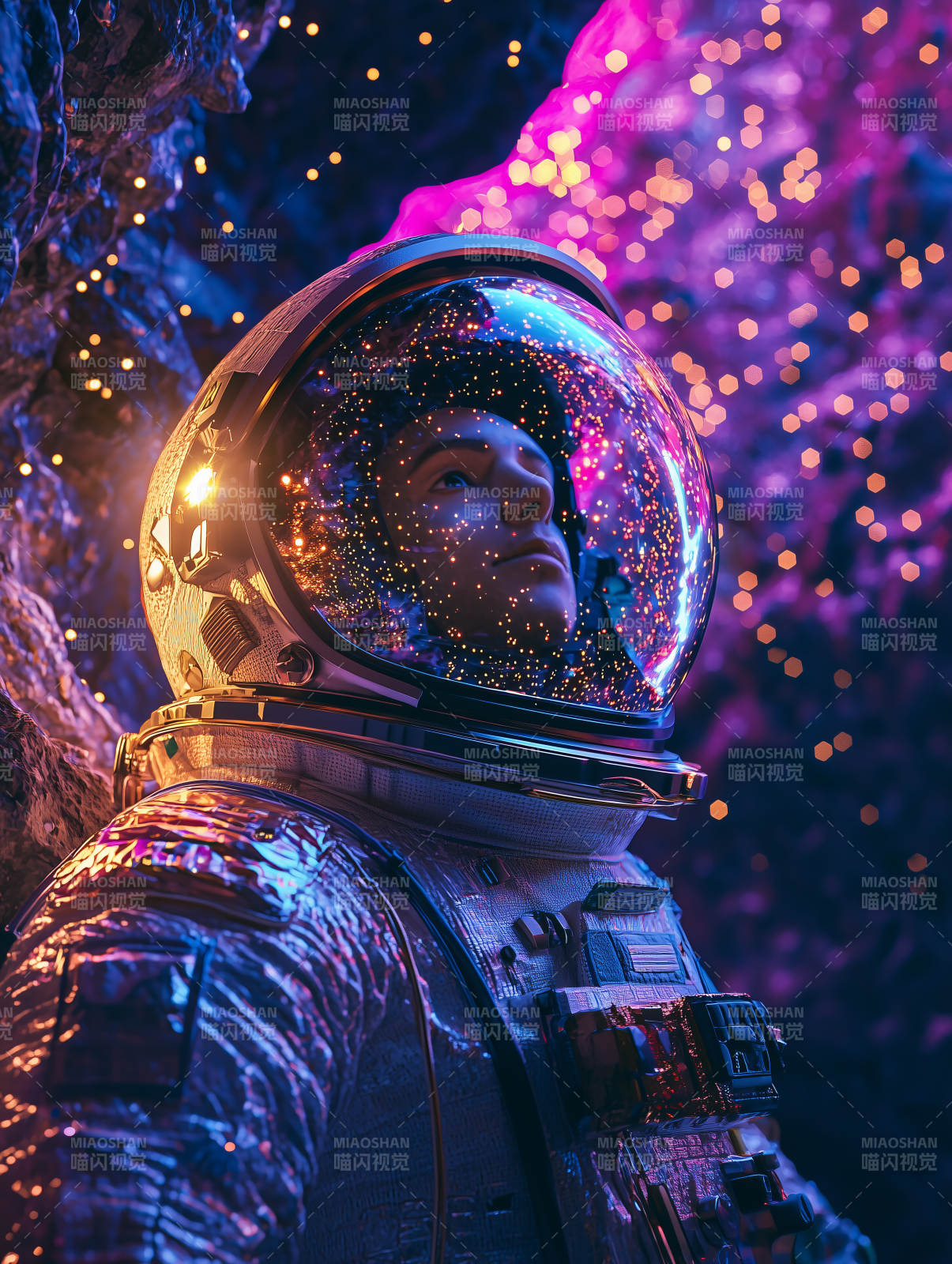 宇航员太空凝视图片