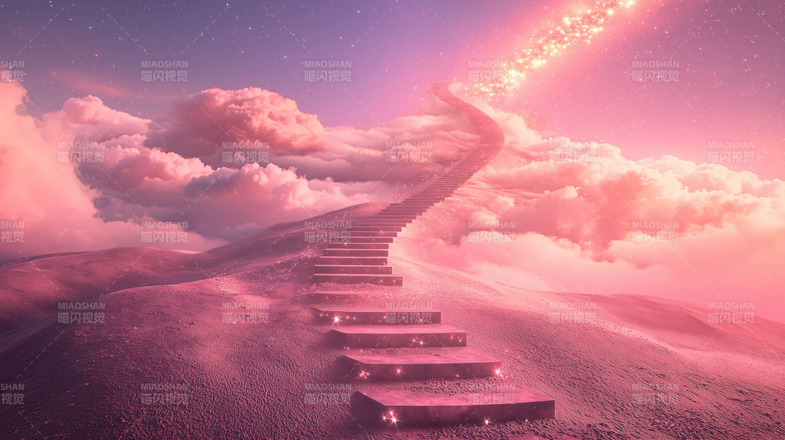 通往粉色云端的阶梯图片