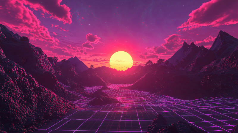 复古赛博朋克日落图片