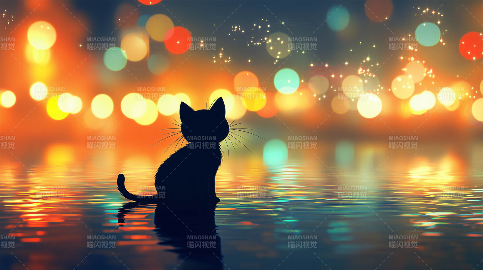 夜色中的猫咪图片