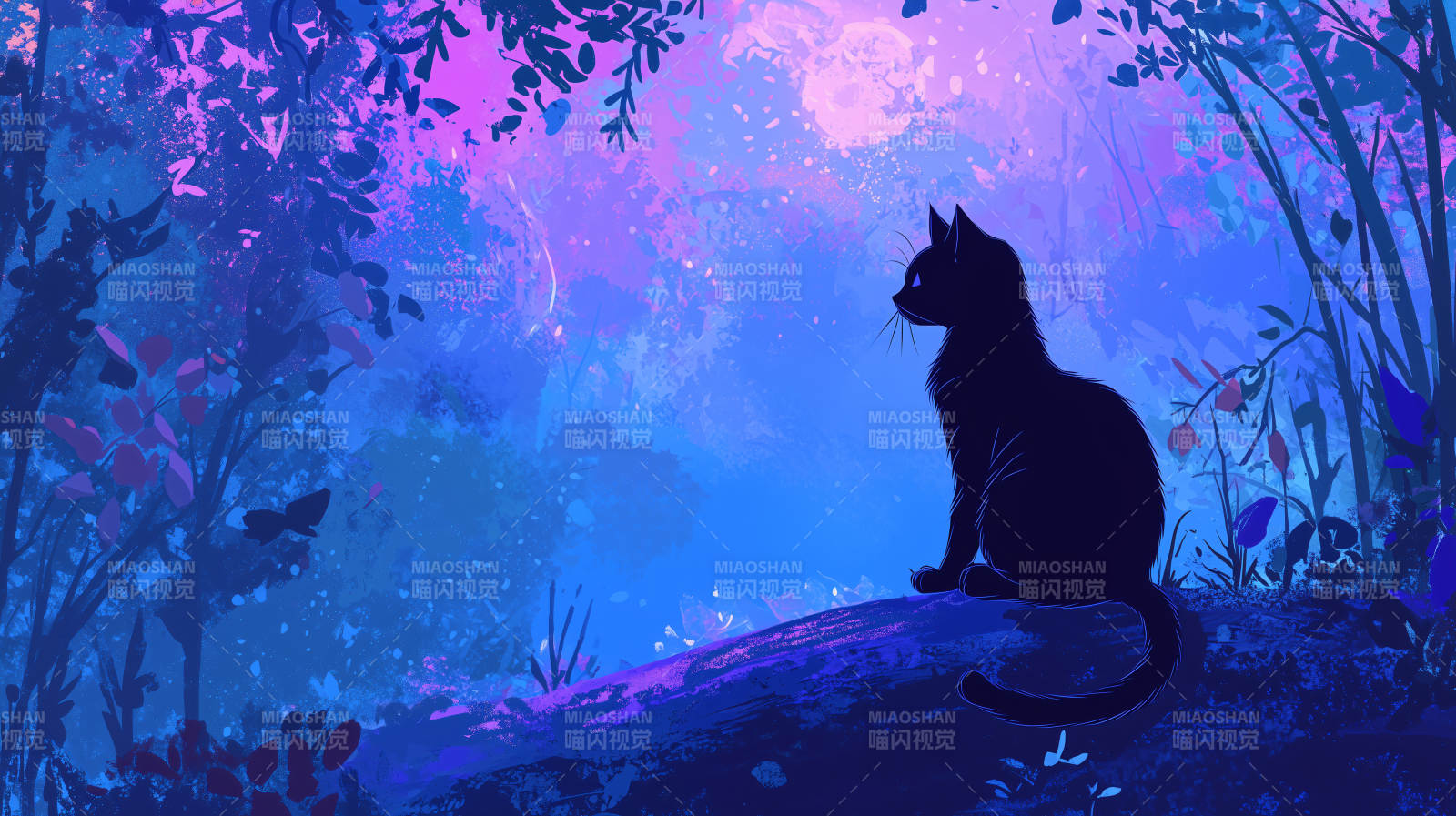 黑猫与梦幻森林图片