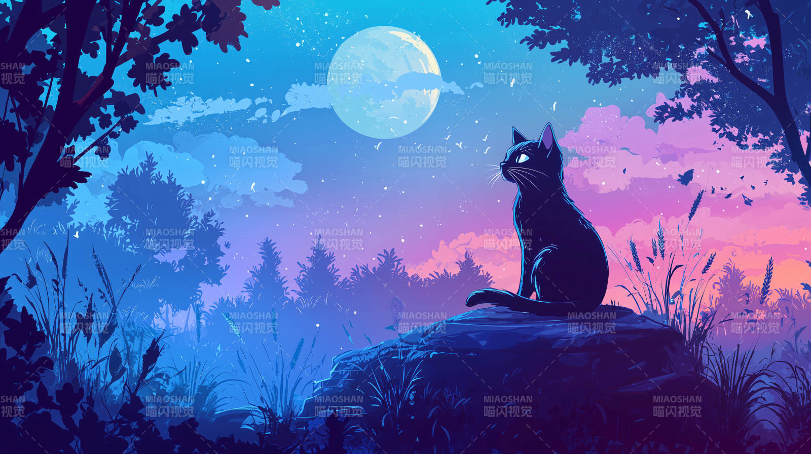 黑猫与梦幻森林图片