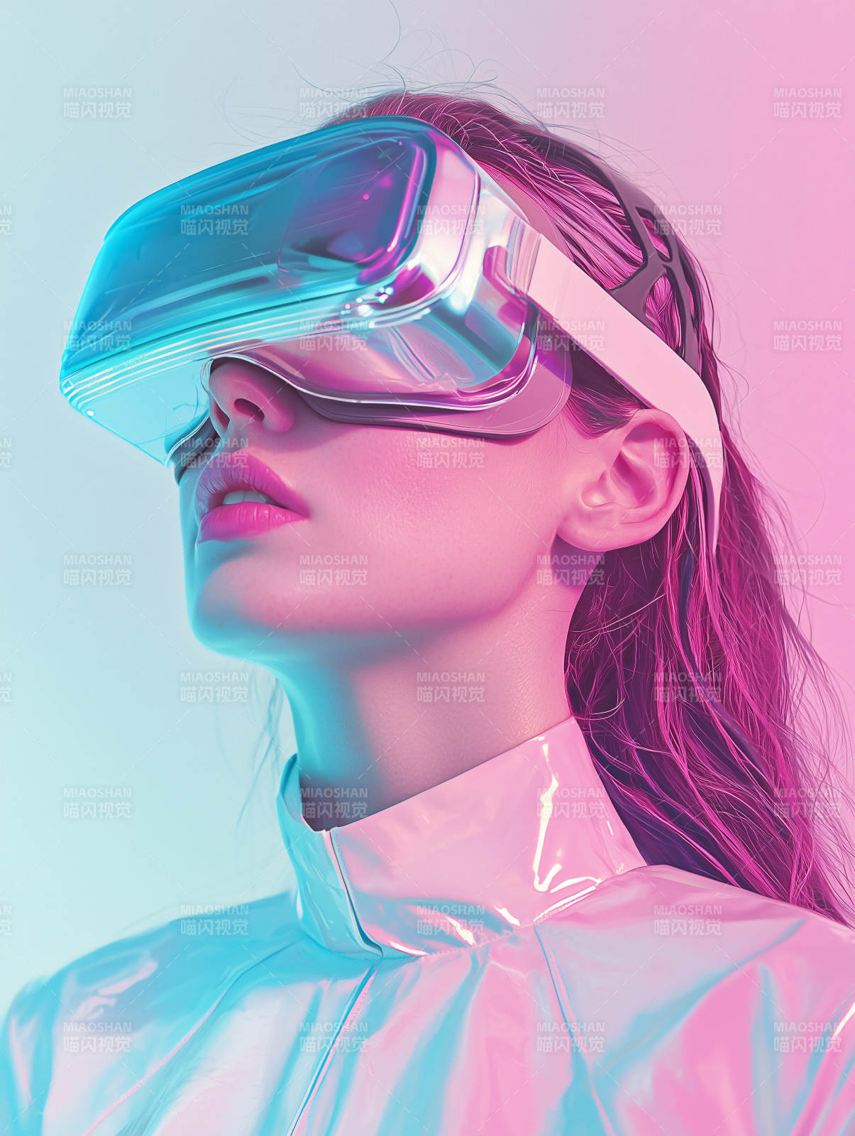 粉色元宇宙少女图片