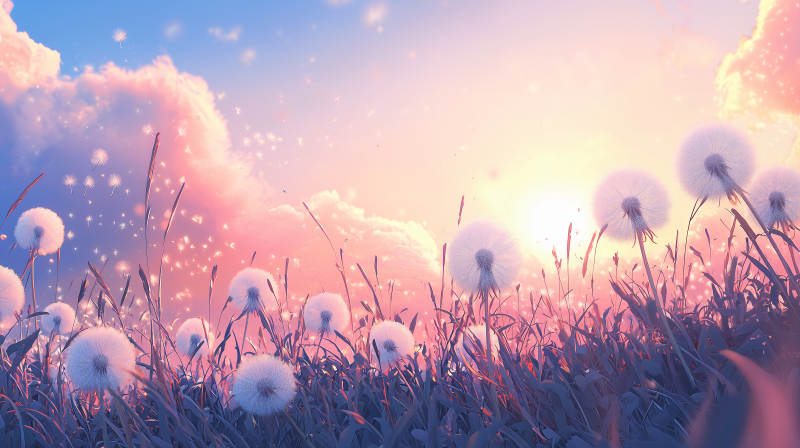 梦幻蒲公英田野图片