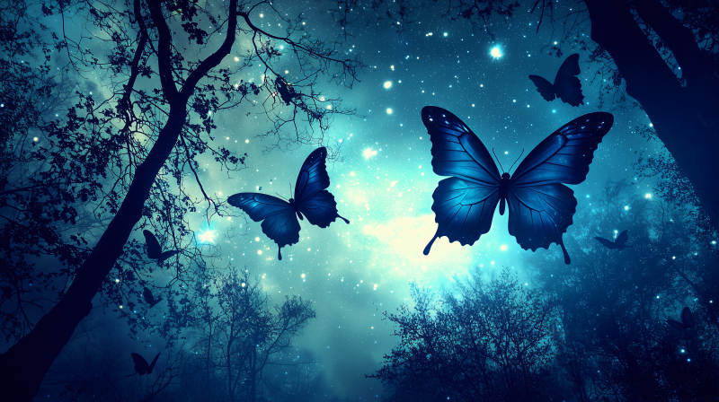 梦幻蓝蝶仙境图片