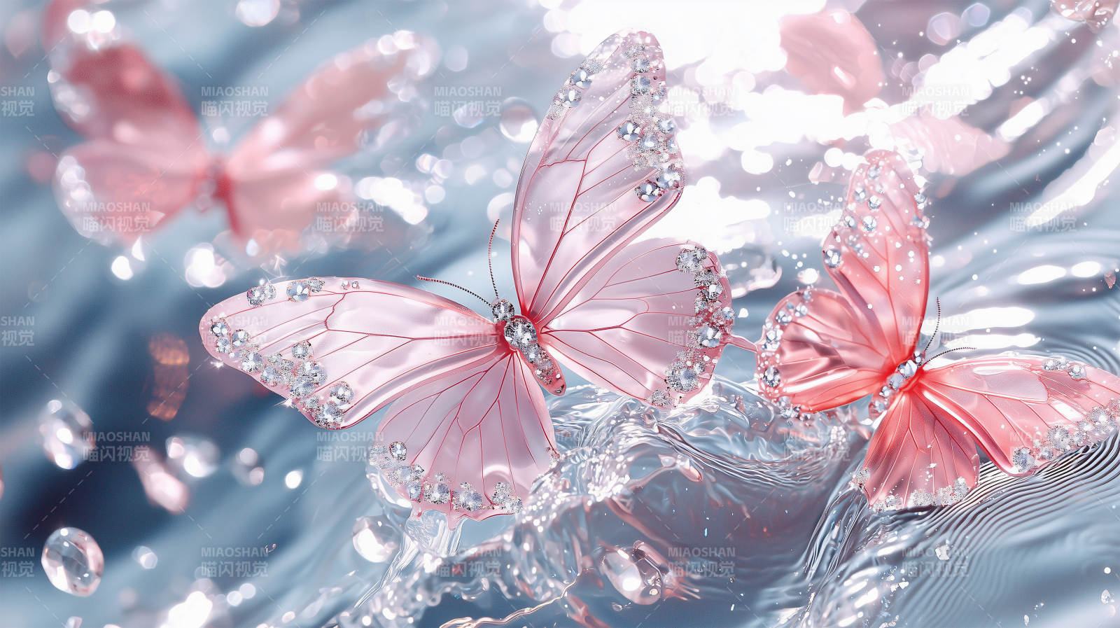 粉色梦幻蝴蝶图片