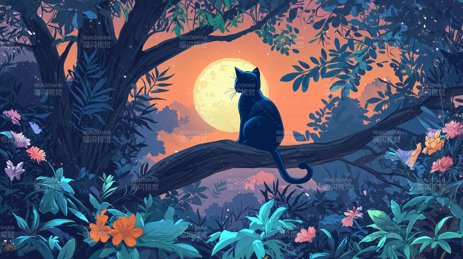 黑猫与梦幻森林图片