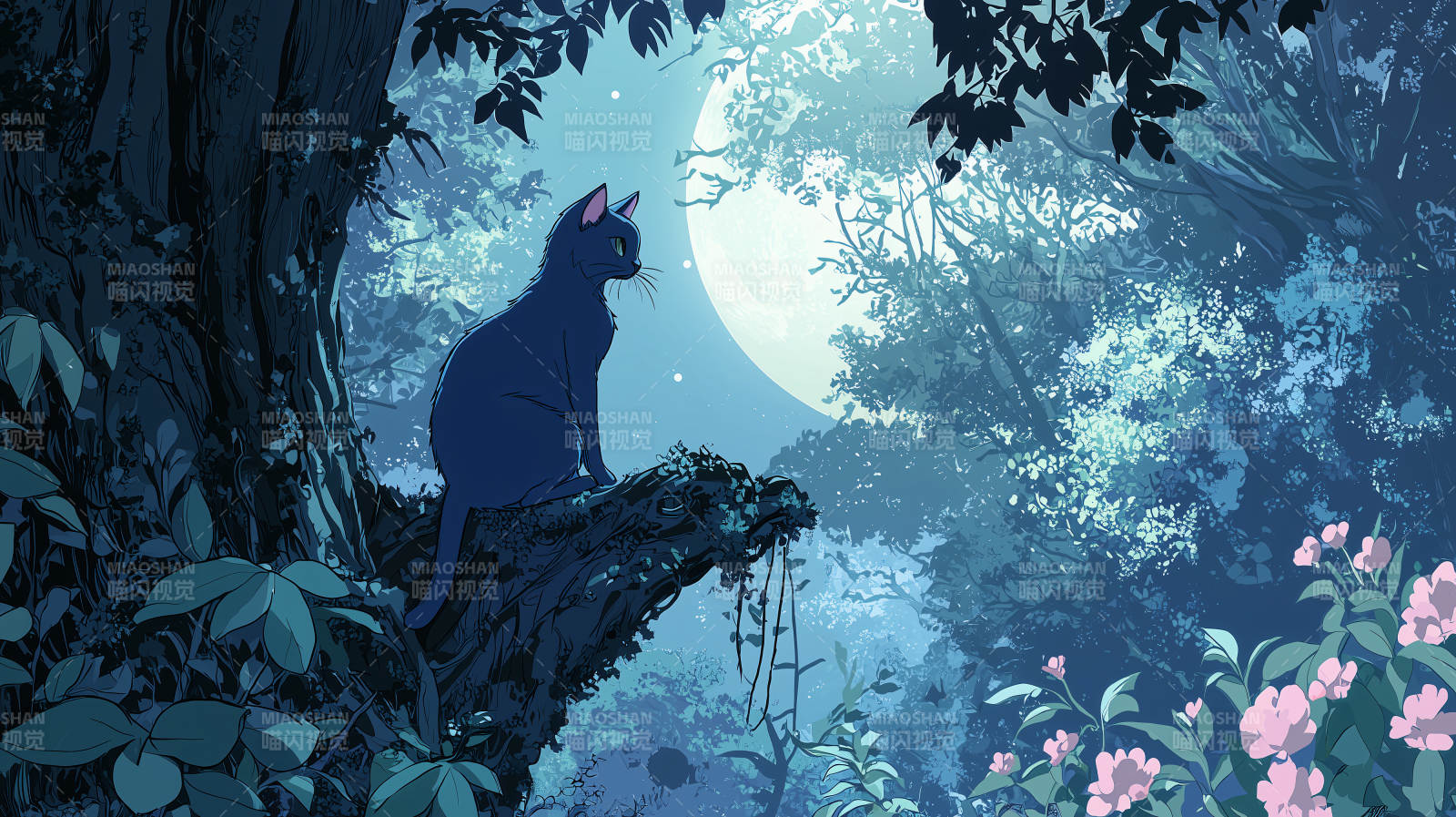 黑猫与梦幻森林图片