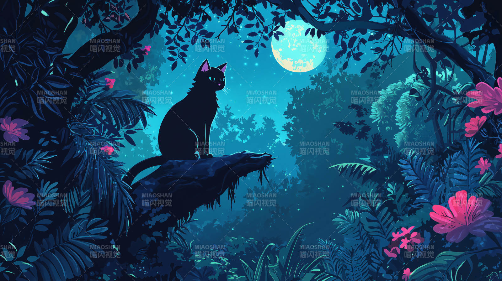 黑猫与梦幻森林图片