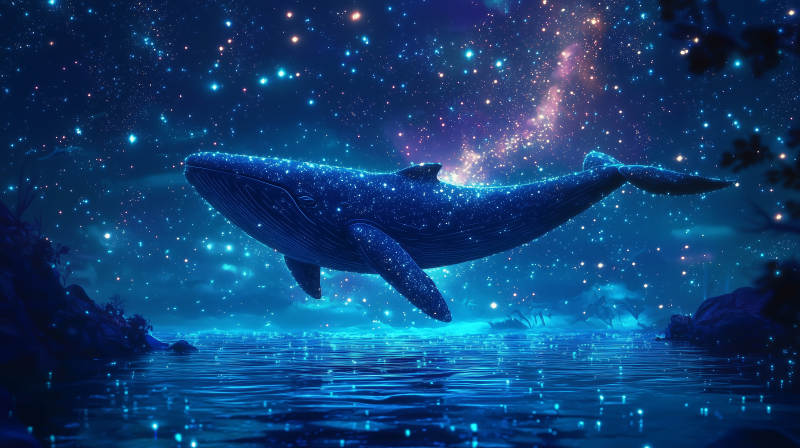 鲸鱼与星空图片