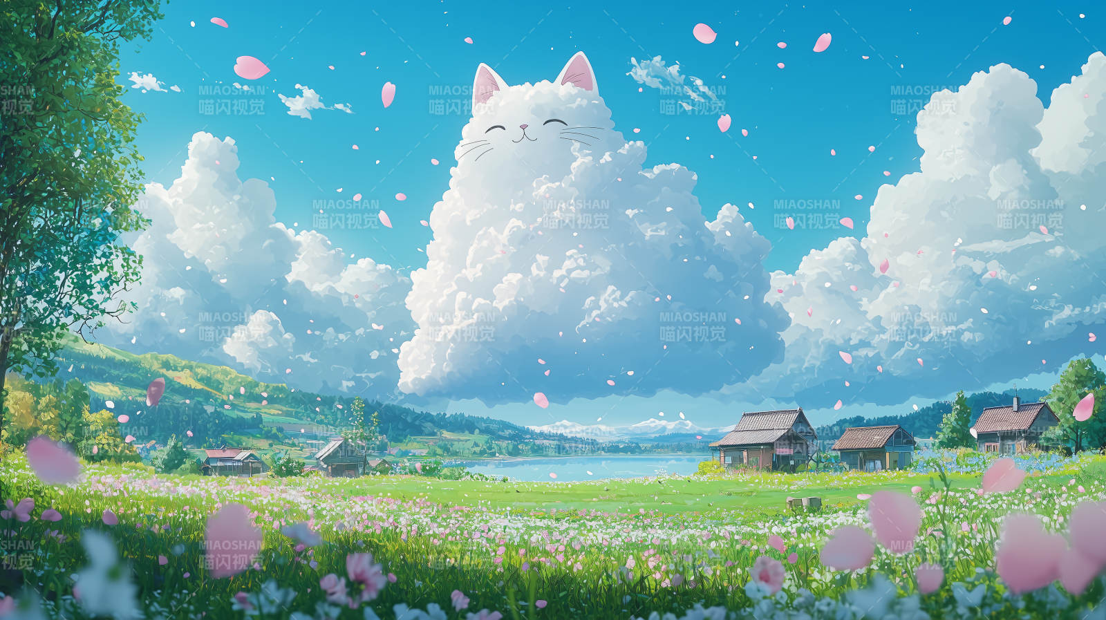 梦幻猫咪云朵图片