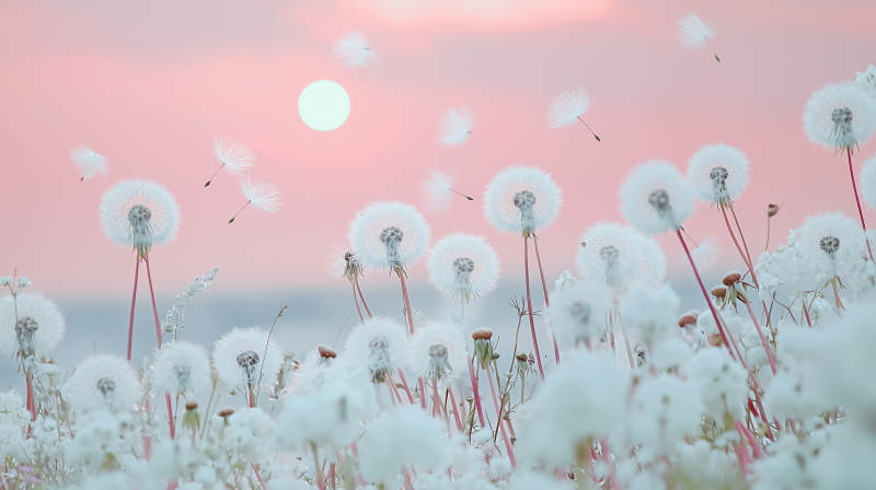 梦幻蒲公英田野图片