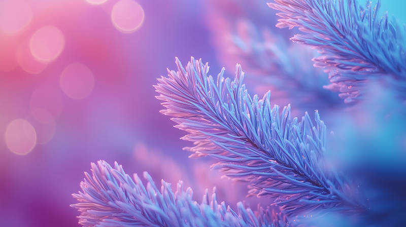 冰晶树枝的梦幻光影图片