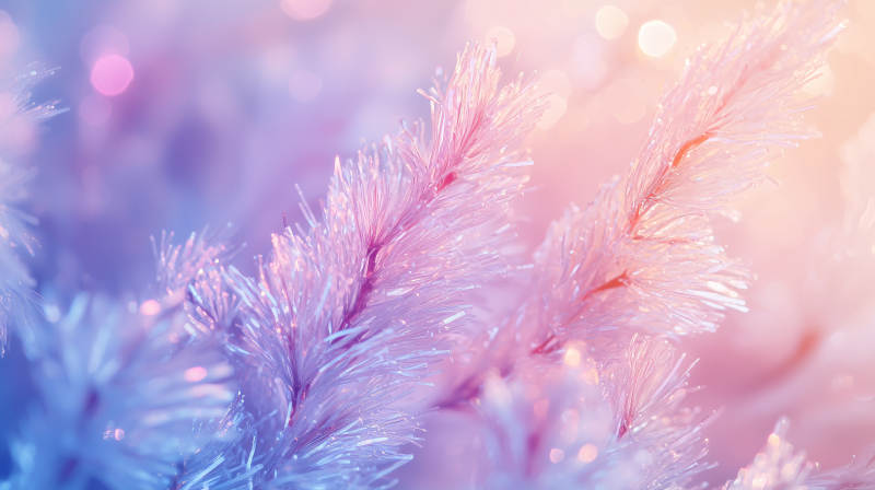 冰晶树枝的梦幻光影图片