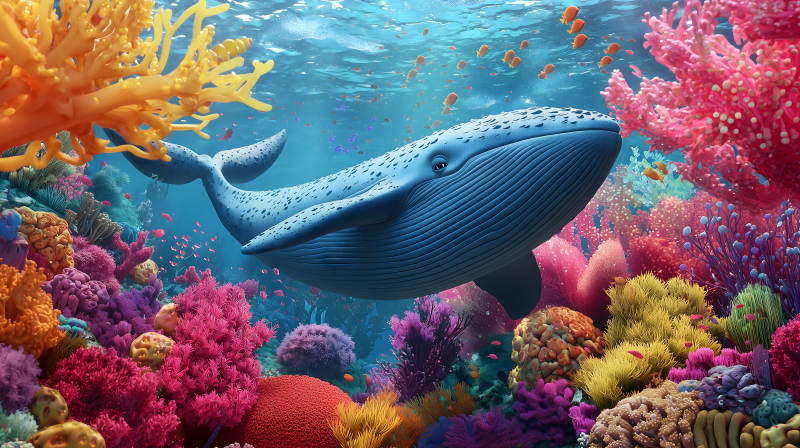 鲸鱼漫游珊瑚花园图片