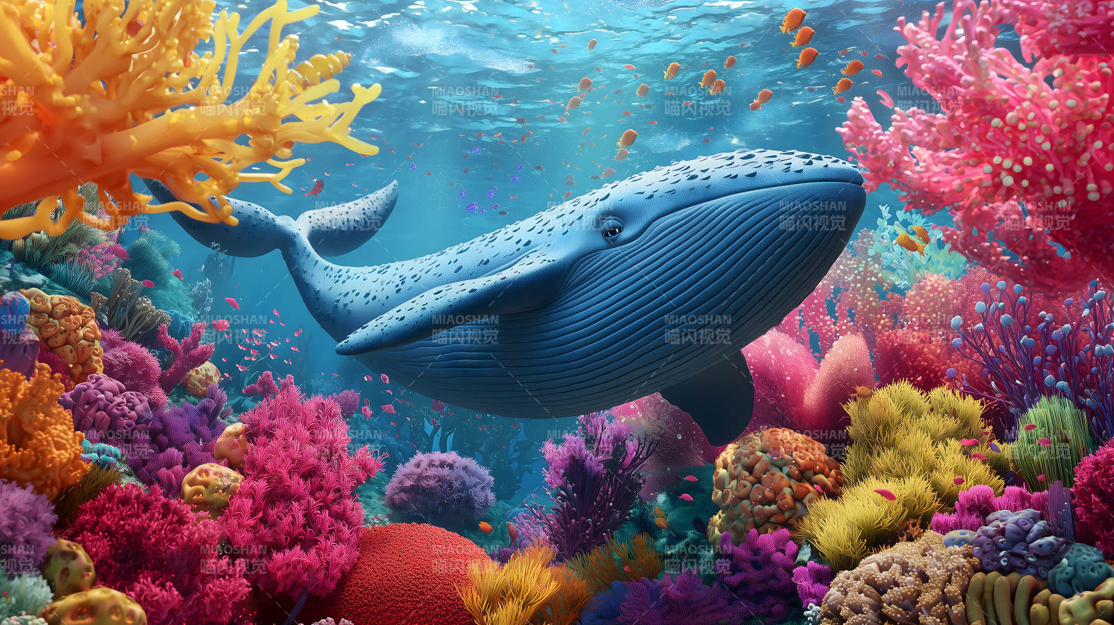 鲸鱼漫游珊瑚花园图片