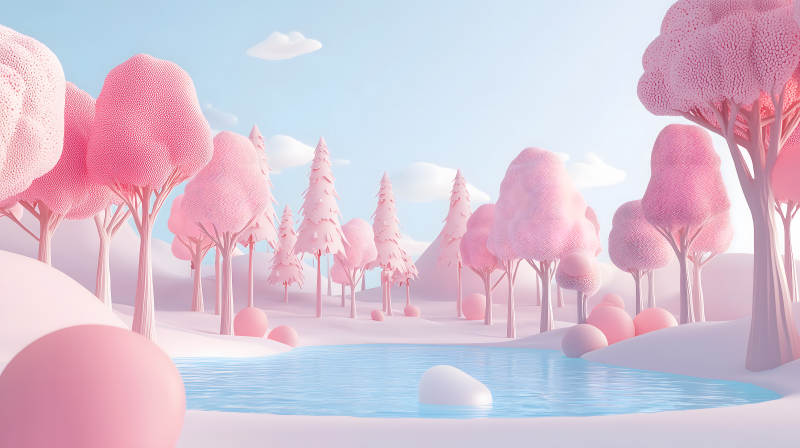 粉色梦幻森林奇境图片