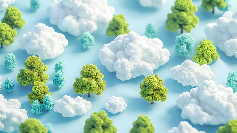 云朵与树的糖果世界图片