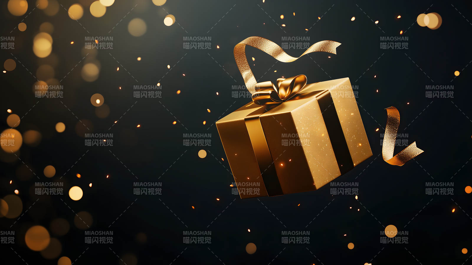 金色礼盒的璀璨祝福图片