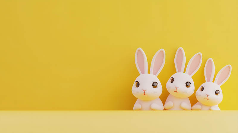 黄色背景下的兔子图片