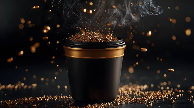 金色光影下的咖啡盛宴图片