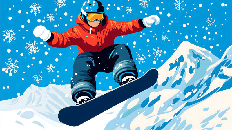 雪山飞驰的滑雪少年图片