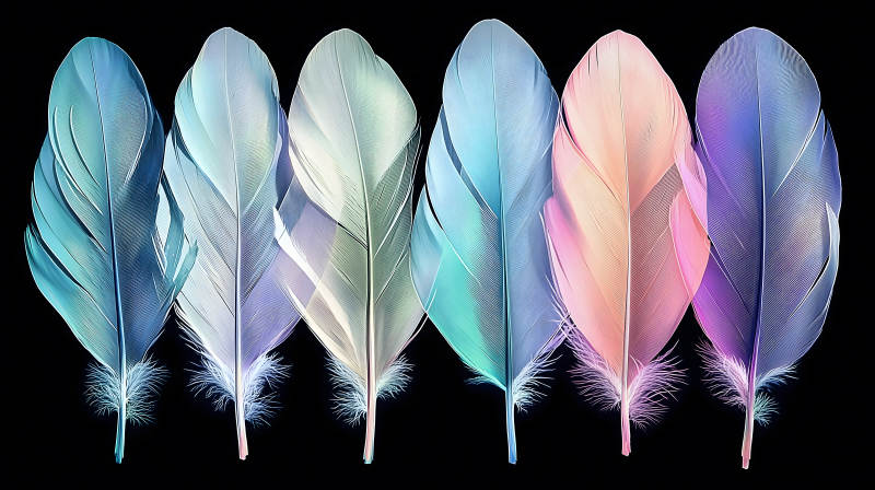 轻盈羽毛的色彩交织图片