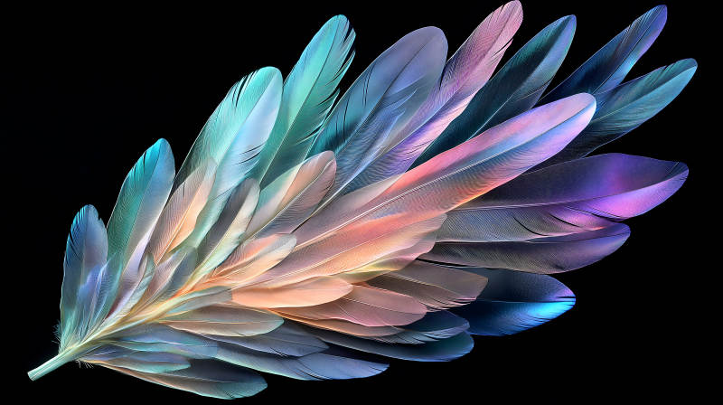 轻盈羽毛的色彩交织图片